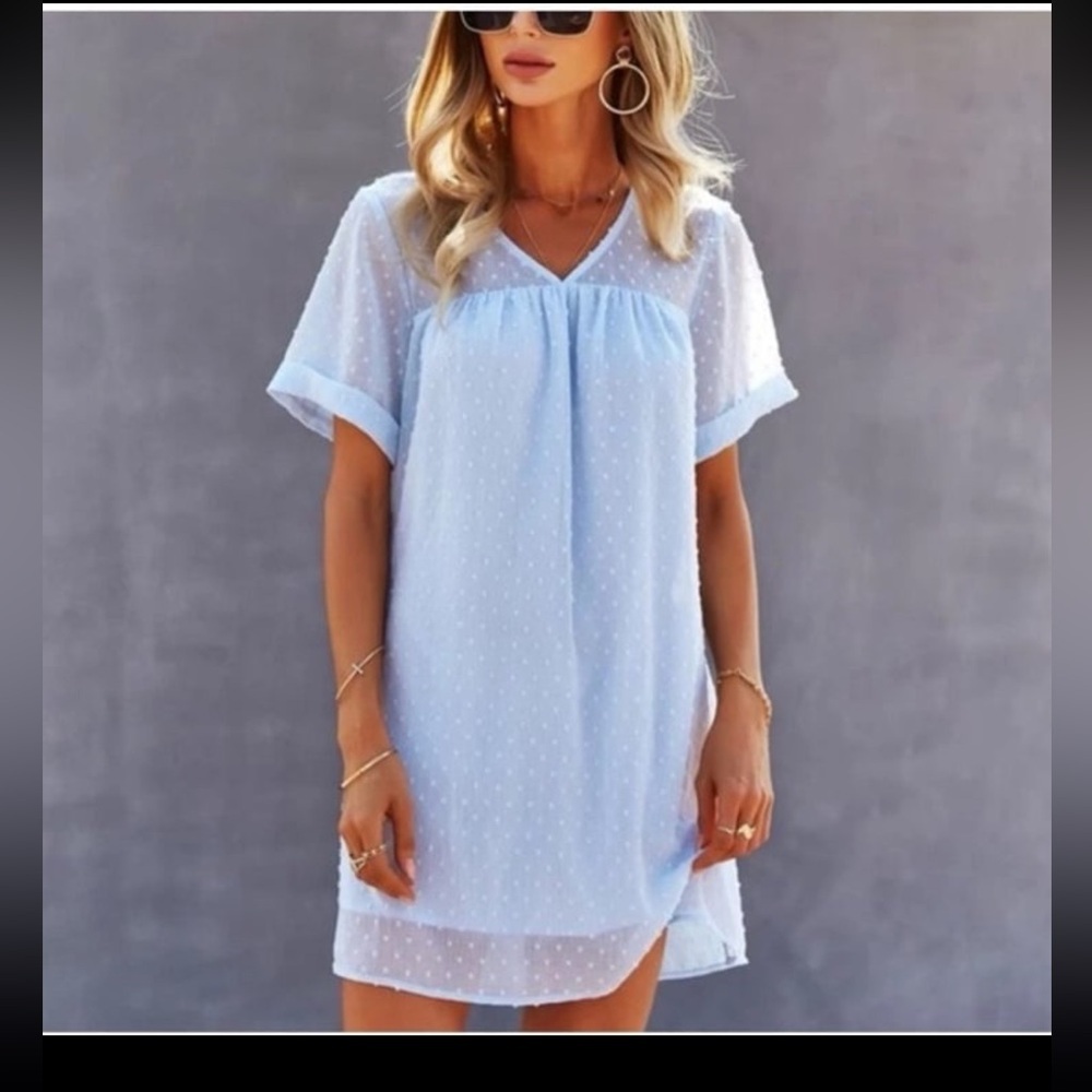 Small Baby Blue V Neck Dress. Summer dress or great for‎ a baby shower.